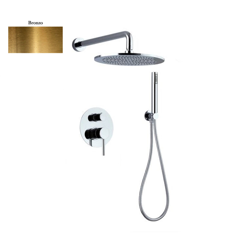 Set doccia composto da soffione Vienna, doccia e flessibile e deviatore 2 vie bronzo by CeramicStore | Lo specialista del tuo bagno