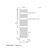 Termoarredo scaldasalviette da bagno idraulico 1780x500 mm interasse 450 mm in acciaio Cromato by CeramicStore | Lo specialista del tuo bagno