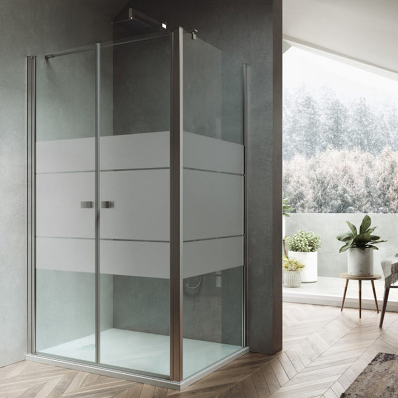Porta doccia modello Ermes con apertura saloon da 85 cm cristallo serigrafato 6 mm temperato by CeramicStore | Lo specialista del tuo bagno