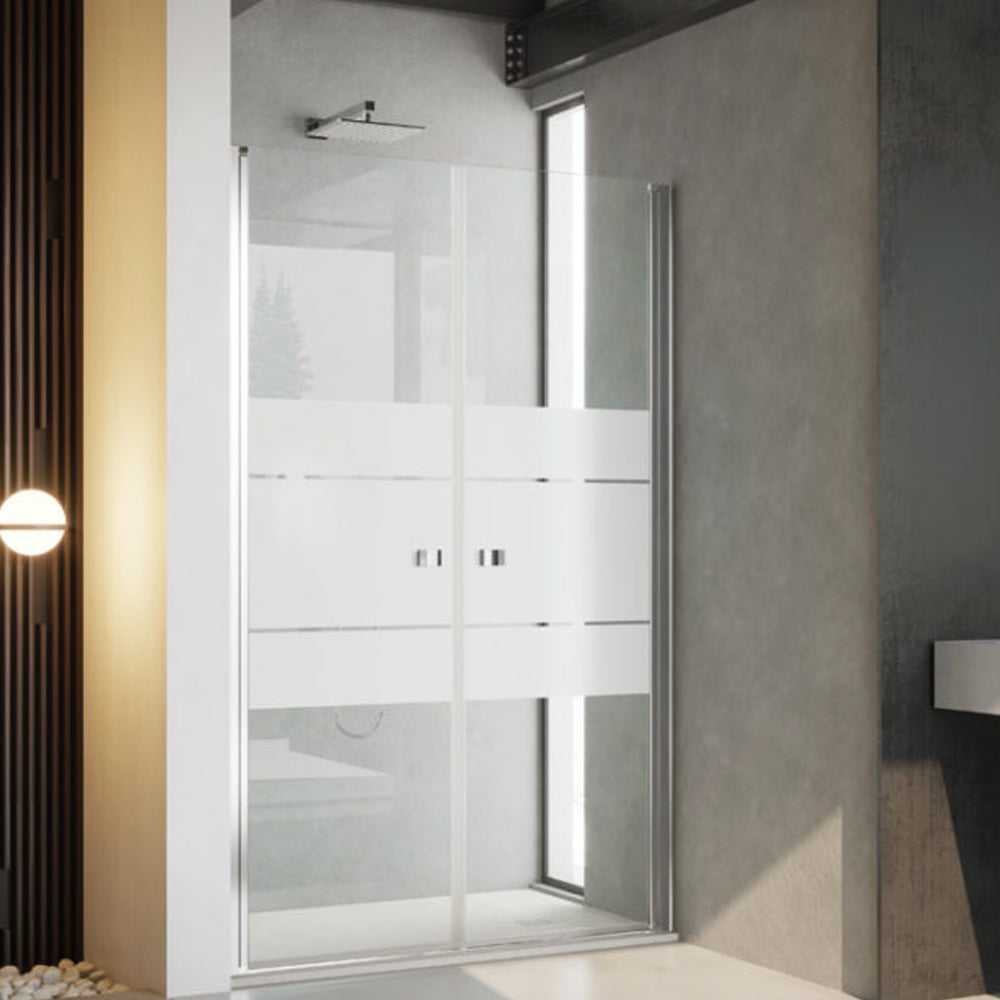Porta doccia modello Ermes con apertura saloon da 65 cm cristallo serigrafato 6 mm temperato by CeramicStore | Lo specialista del tuo bagno
