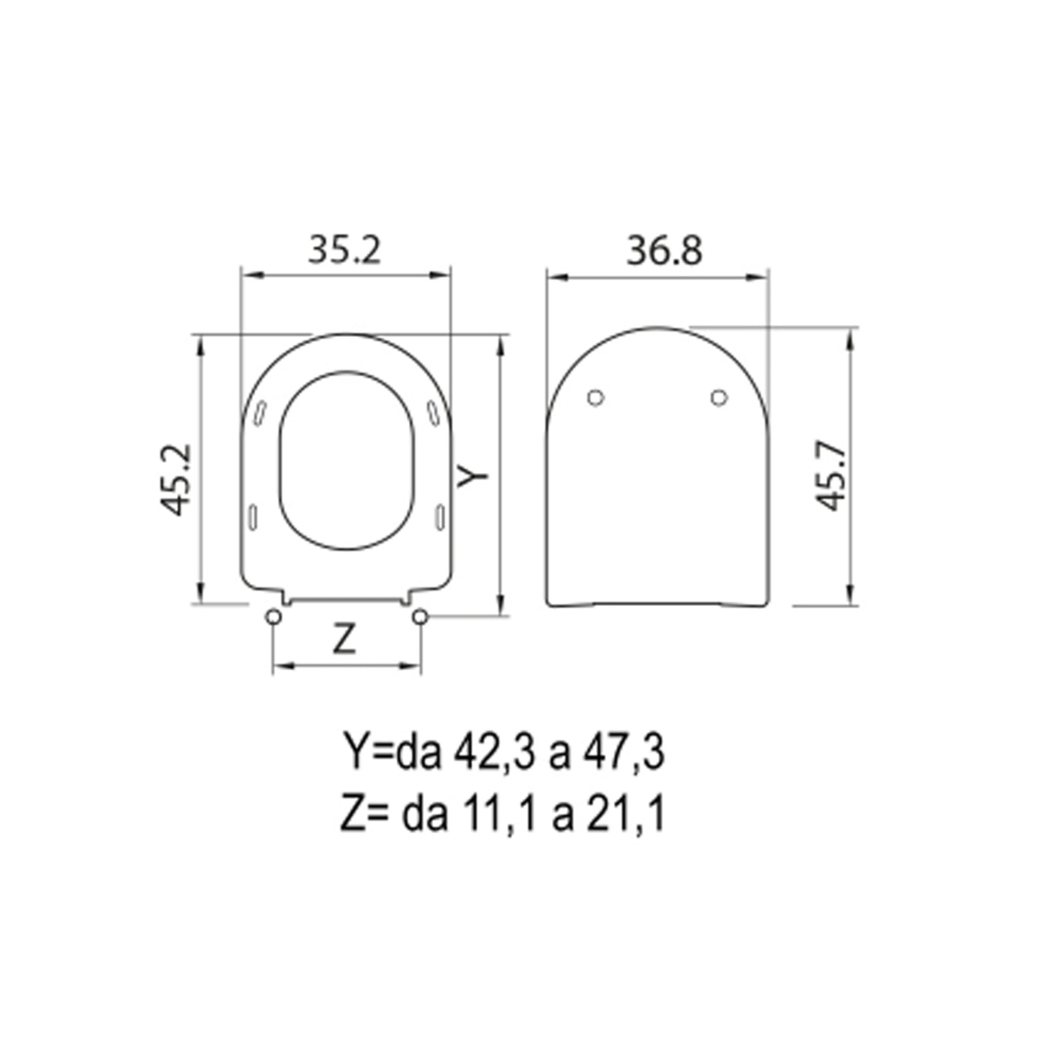 Sedile wc in termoindurente per vaso GSI serie Community chiusura softclose
