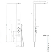 Colonna doccia in acciaio inox lucido con soffione a pioggia, soffioni laterali e cascata Keller Taps by CeramicStore | Lo specialista del tuo bagno