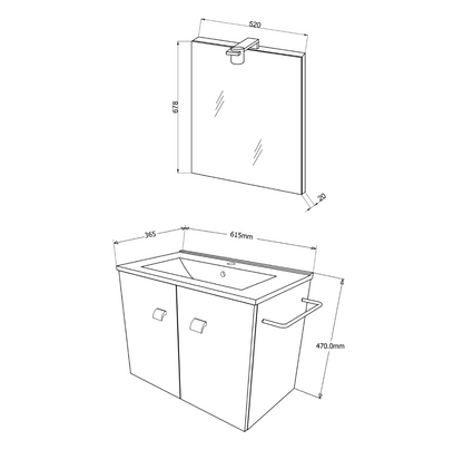 Mobile bagno sospeso con lavabo e specchiera Cubi&Co Smeraldo 60 cm - Bianco Lucido by CeramicStore | Lo specialista del tuo bagno