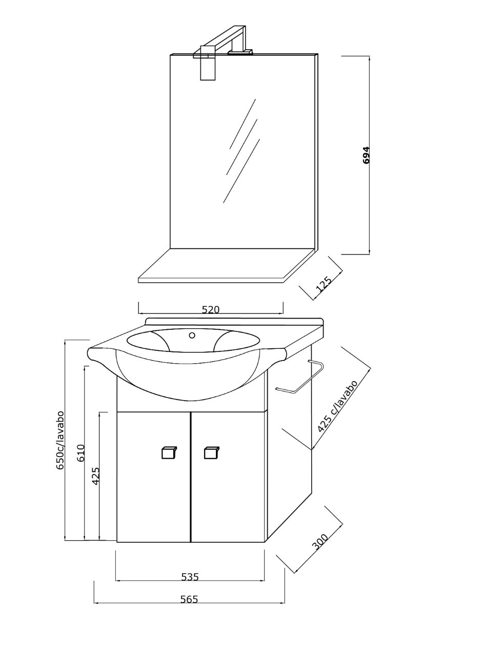Mobile bagno sospeso con lavabo, specchiera e colonna Cubi&Co Smeraldo 55 cm - Rovere Bianco by CeramicStore | Lo specialista del tuo bagno