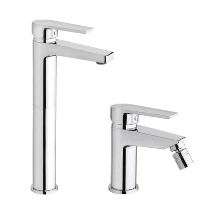 Set di rubinetti da bagno Lavabo Alto e Bidet con scarico finitura cromata collezione LOGOS+ di Mamoli Rubinetterie by CeramicStore | Lo specialista del tuo bagno