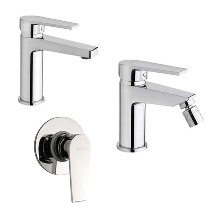 Set di rubinetti da bagno Lavabo e Bidet con scarico e Doccia Incasso finitura cromata collezione LOGOS+ di Mamoli Rubinetterie by CeramicStore | Lo specialista del tuo bagno