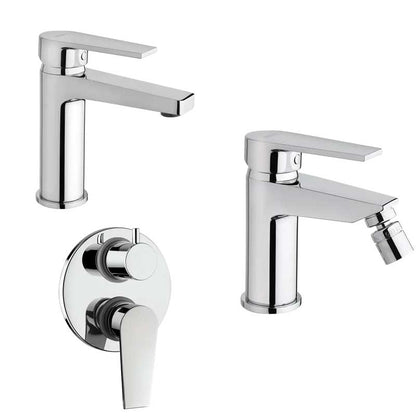 Set di rubinetti da bagno Lavabo e Bidet con scarico e Doccia Incasso con Deviatore finitura cromata collezione LOGOS+ di Mamoli Rubinetterie by CeramicStore | Lo specialista del tuo bagno