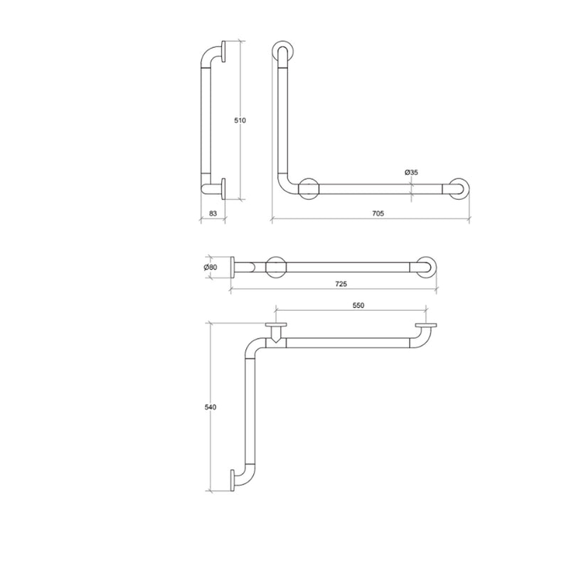 Maniglione di sicurezza reversibile in nylon bianco e acciaio inox collezione Othello di Lineabeta by CeramicStore | Lo specialista del tuo bagno