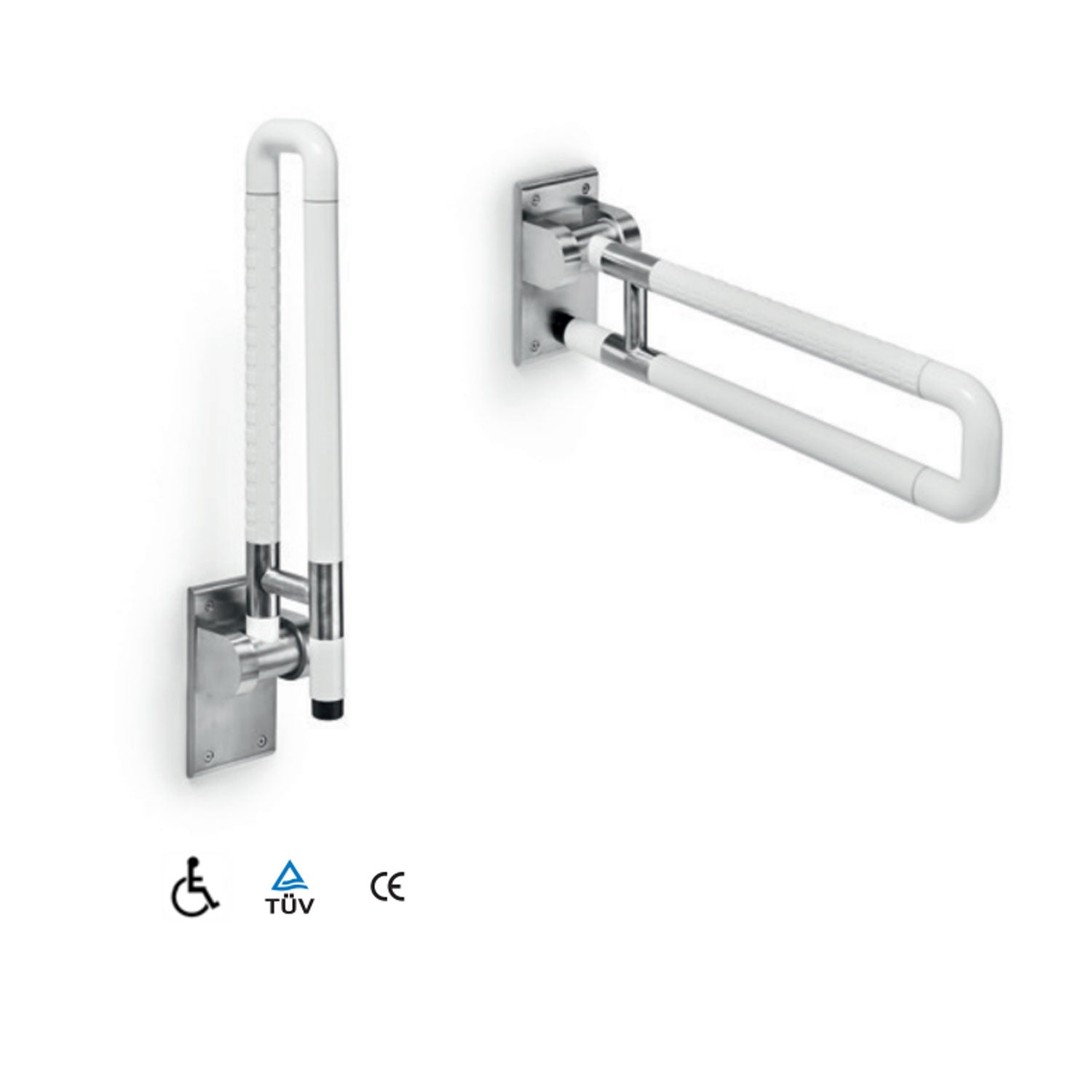 Maniglione di sicurezza ribaltabile in nylon bianco e acciaio inox collezione Othello di Lineabeta - max 360kg by CeramicStore | Lo specialista del tuo bagno