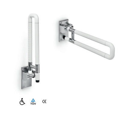 Maniglione di sicurezza ribaltabile in nylon bianco e acciaio inox collezione Othello di Lineabeta - max 360kg by CeramicStore | Lo specialista del tuo bagno