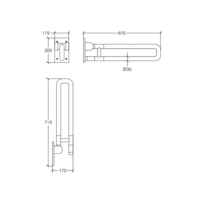Maniglione di sicurezza ribaltabile in nylon bianco e acciaio inox collezione Othello di Lineabeta - max 360kg by CeramicStore | Lo specialista del tuo bagno