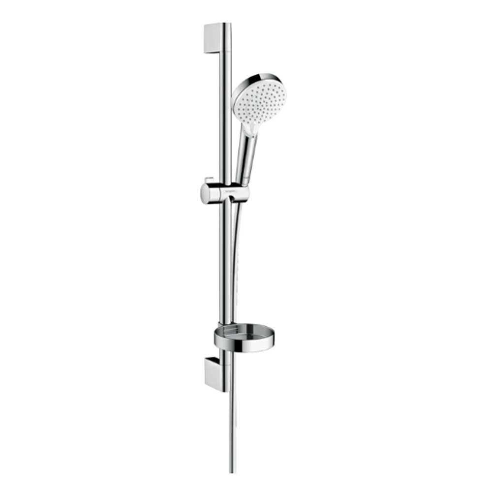 Saliscendi doccia Hansgrohe Crometta con asta doccia cromata 65 cm, portasapone e doccetta tonda anticalcare by CeramicStore | Lo specialista del tuo bagno