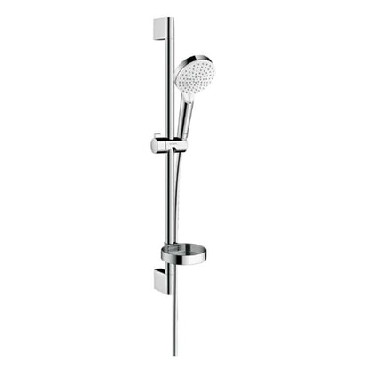 Saliscendi doccia Hansgrohe Crometta con asta doccia cromata 65 cm, portasapone e doccetta tonda anticalcare by CeramicStore | Lo specialista del tuo bagno