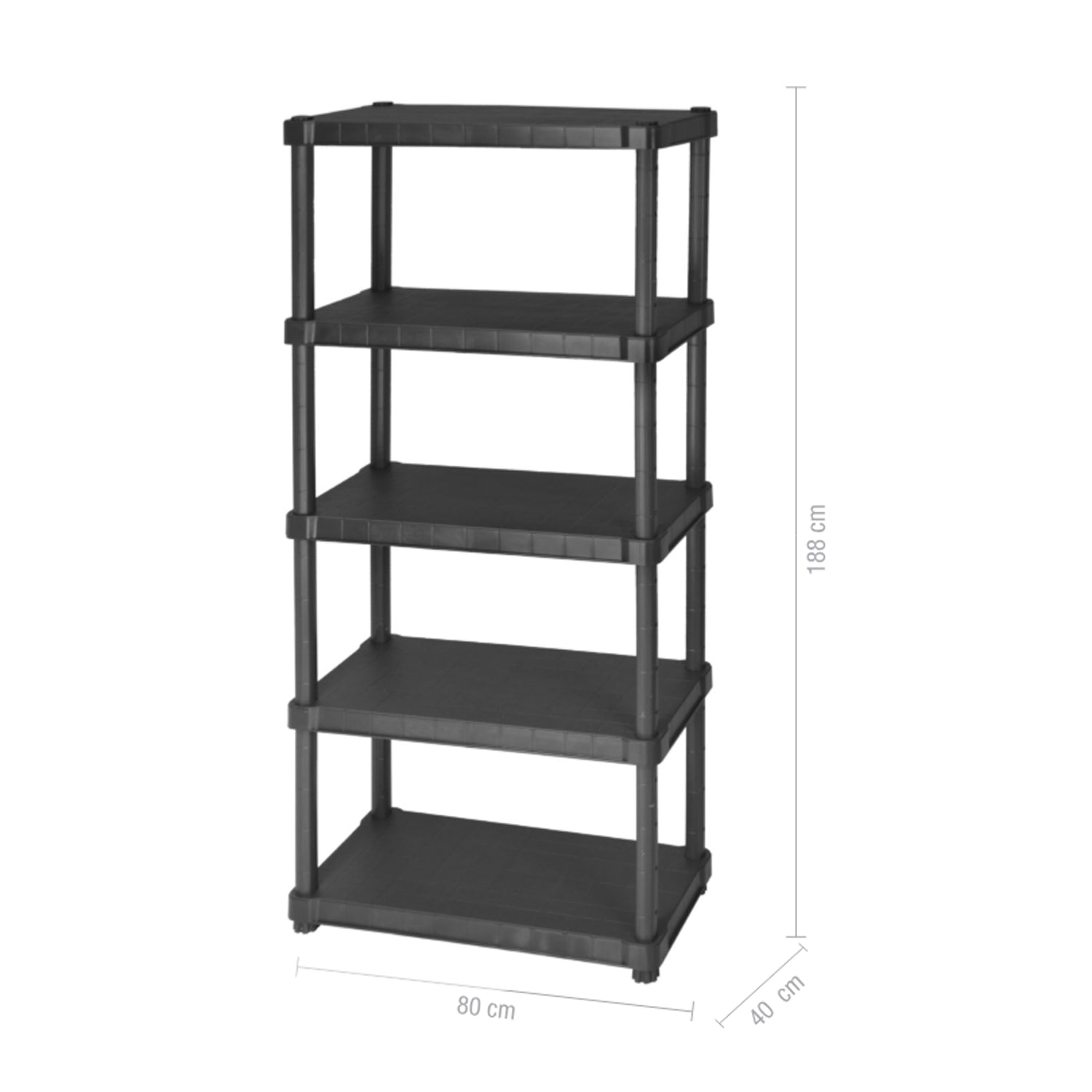 Scaffale in resina antiurto a 5 ripiani modello Helios - Nero by CeramicStore | Lo specialista del tuo bagno
