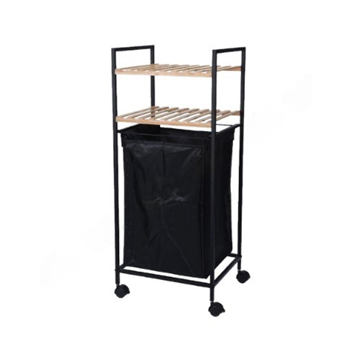 Scaffale portabiancheria a 2 ripiani in bamboo, poliestere e metallo by CeramicStore | Lo specialista del tuo bagno
