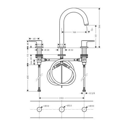Miscelatore lavabo 3 fori con piletta cromo lucido Vernis Blend di Hansgrohe by CeramicStore | Lo specialista del tuo bagno