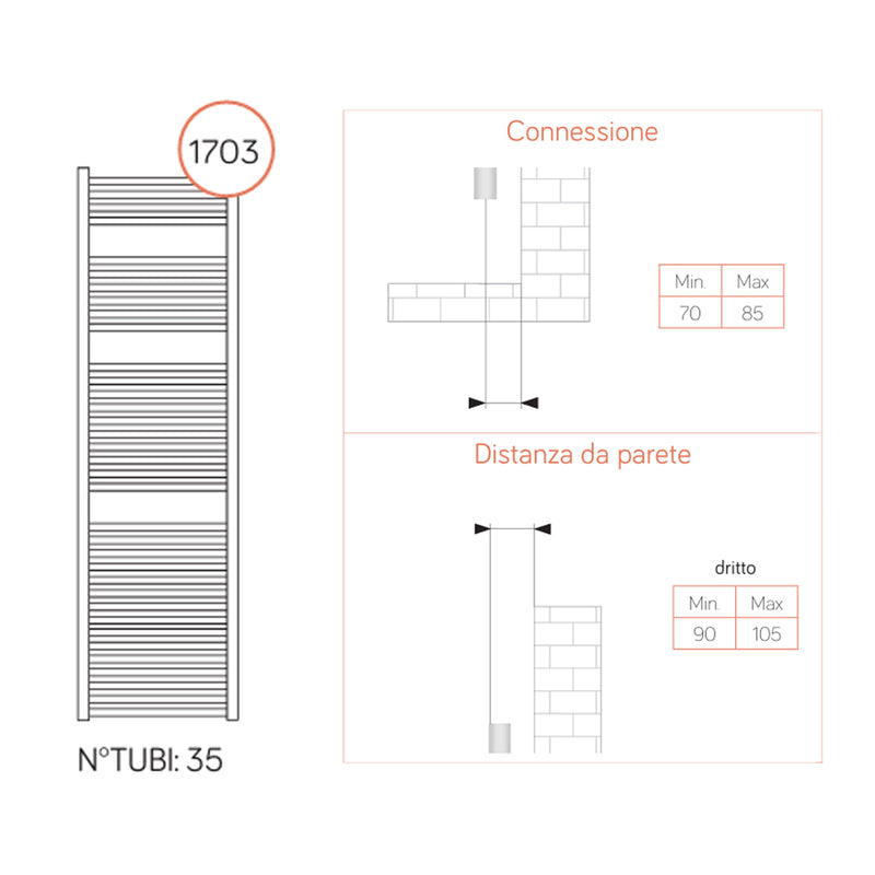 Termoarredo modello Sanremo Dritto di Lazzarini 1703x600 mm - Bianco by CeramicStore | Lo specialista del tuo bagno