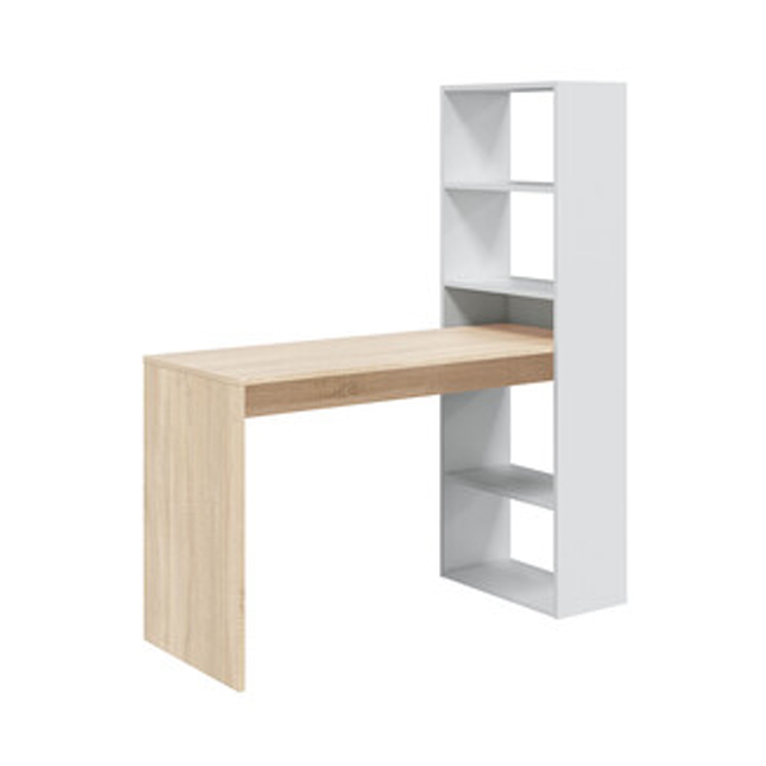 Scrivania reversibile modello Duplo con libreria con 5 ripiani - Bianco Artik/Rovere Canadian by CeramicStore | Lo specialista del tuo bagno