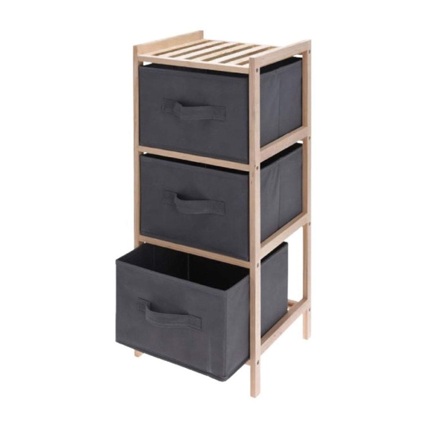 Portabiancheria con cassetti in legno di pino chiaro con cassetti grigi by CeramicStore | Lo specialista del tuo bagno