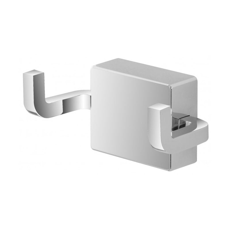 Appendino bagno doppio in acciaio cromato serie Smooth fissaggio con viti o adesivo by CeramicStore | Lo specialista del tuo bagno