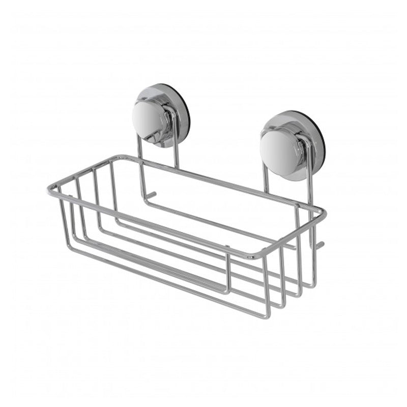 Mensola rettangolare doccia in acciaio cromato serie Naiki fissaggio a ventosa by CeramicStore | Lo specialista del tuo bagno
