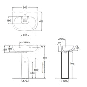 Lavabo con colonna Ceramica Azzurra modello Pratica - Bianco lucido