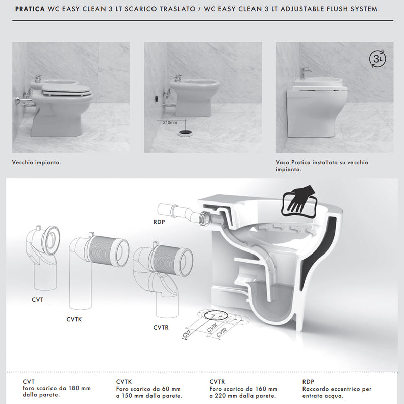 Sanitari Azzurra serie Pratica con scarico traslato con sedile softclose 54