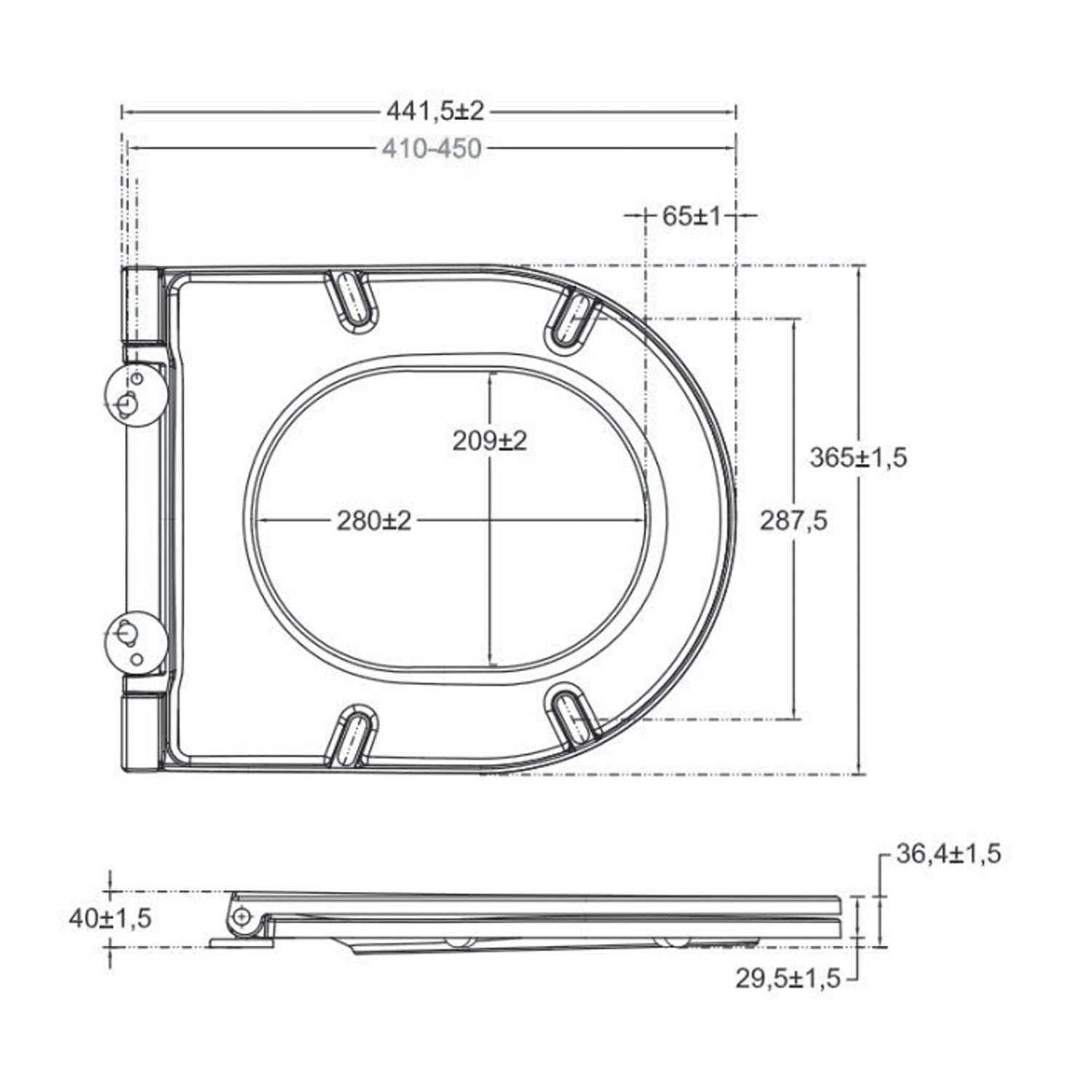 Sanitari Filomuro Rimless con copriwater Soft Close BathCore serie Infinity 53x36