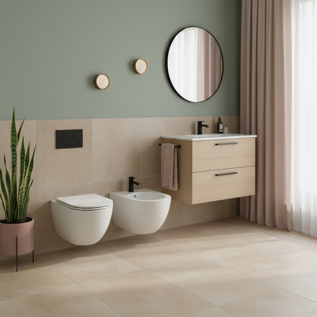 Sanitari Sospesi Ceramica Azzurra serie Comoda con sedile soft-close 51x36x34 cm - Bianco lucido