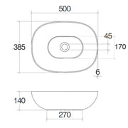 Lavabo vasca ovale da appoggio senza piletta Lineabeta Acquaio in ceramica lucida cm 50x38