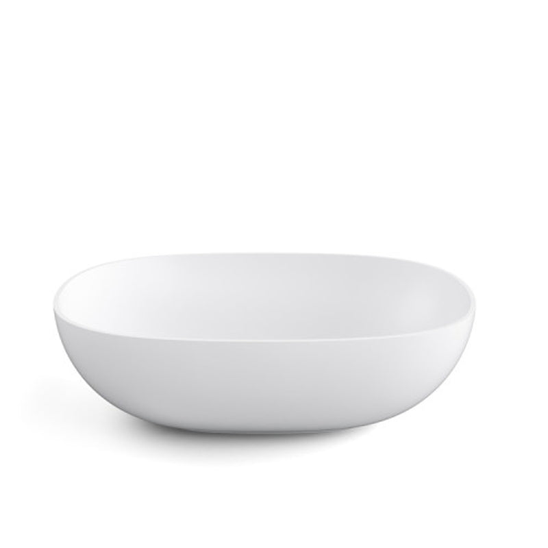 Lavabo vasca ovale da appoggio senza piletta Lineabeta collezione Acquaio in ceramica bianco opaco cm 60x38