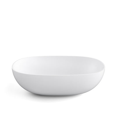 Lavabo vasca ovale da appoggio senza piletta Lineabeta Acquaio in ceramica bianco opaco cm 50x38