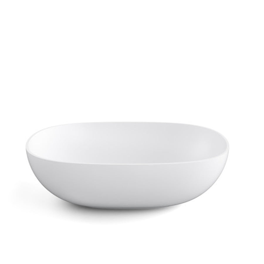 Lavabo vasca ovale da appoggio senza piletta Lineabeta Acquaio in ceramica bianco opaco cm 50x38