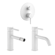 Composizione di miscelatori per lavabo, bidet e doccia 2 vie Moon in ottone bianco opaco by CeramicStore | Lo specialista del tuo bagno
