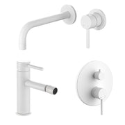 Composizione di miscelatori per lavabo incasso, bidet e doccia 2 vie Moon in ottone bianco opaco by CeramicStore | Lo specialista del tuo bagno