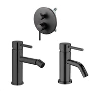 Composizione di miscelatori per lavabo, bidet e doccia 2 vie Moon in ottone nero opaco by CeramicStore | Lo specialista del tuo bagno