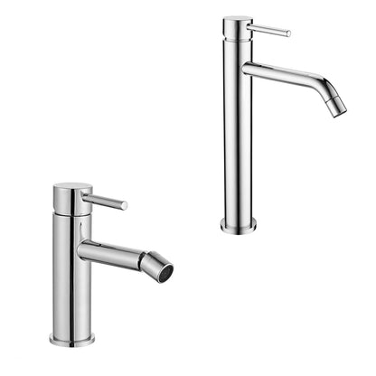 Coppia di miscelatori per lavabo alto e bidet serie Moon in ottone cromato by CeramicStore | Lo specialista del tuo bagno