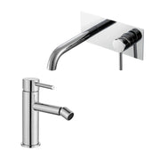 Coppia di miscelatori per lavabo incasso easy box e bidet serie Moon in ottone cromato by CeramicStore | Lo specialista del tuo bagno