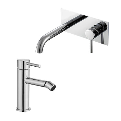 Coppia di miscelatori per lavabo incasso easy box e bidet serie Moon in ottone cromato by CeramicStore | Lo specialista del tuo bagno