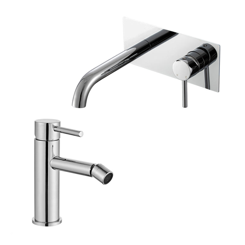 Coppia di miscelatori per lavabo incasso easy box e bidet serie Moon in ottone cromato by CeramicStore | Lo specialista del tuo bagno