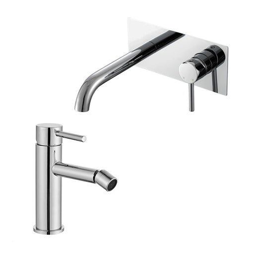 Coppia di miscelatori per lavabo incasso easy box e bidet serie Moon in ottone cromato by CeramicStore | Lo specialista del tuo bagno