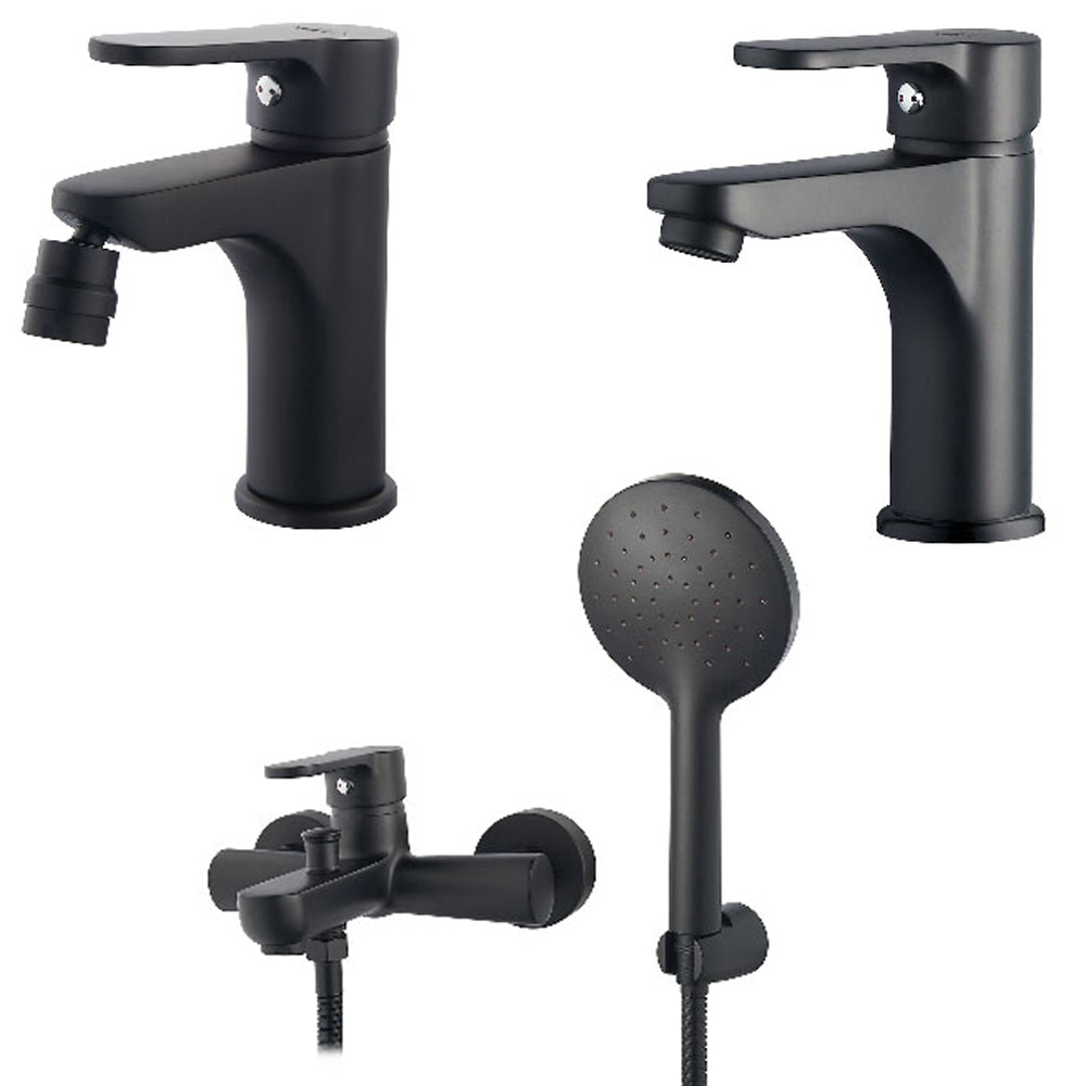 Set miscelatori lavabo, bidet e vasca serie Paco color nero opaco by CeramicStore | Lo specialista del tuo bagno