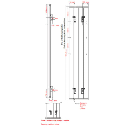 Radiatore alluminio idraulico a 4 elementi di forma ovoidale cm 37,5x180 interasse cm 37,5 modello Kony - Antracite by CeramicStore | Lo specialista del tuo bagno