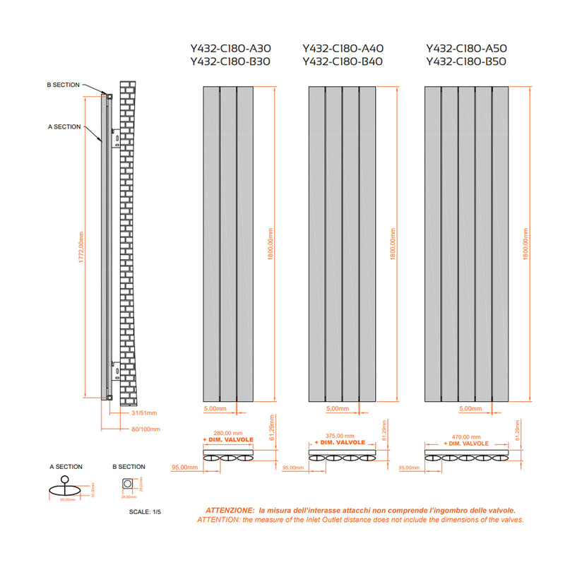 Radiatore alluminio idraulico a 3 elementi di forma ovoidale cm 28x180 interasse cm 28 modello Kony - Bianco by CeramicStore | Lo specialista del tuo bagno