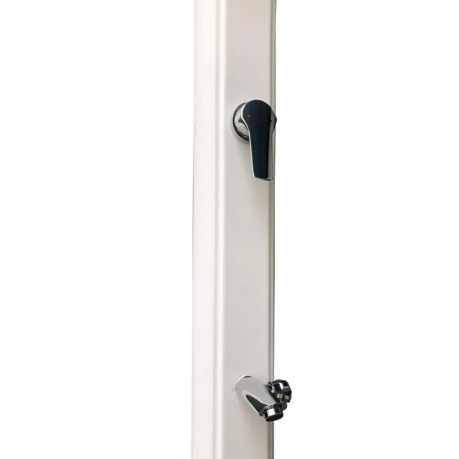 Colonna doccia solare in HDPE bianco, con soffione 15 cm e lavapiedi serbatoio 25 litri by CeramicStore | Lo specialista del tuo bagno