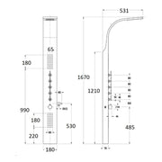 Colonna in acciaio anticalcare, miscelatore 4 funzioni e getto a cascata by CeramicStore | Lo specialista del tuo bagno