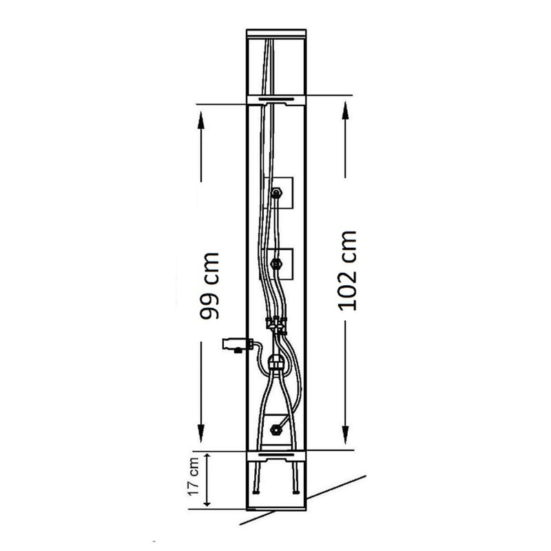 Colonna in acciaio anticalcare, miscelatore 4 funzioni e getto a cascata by CeramicStore | Lo specialista del tuo bagno