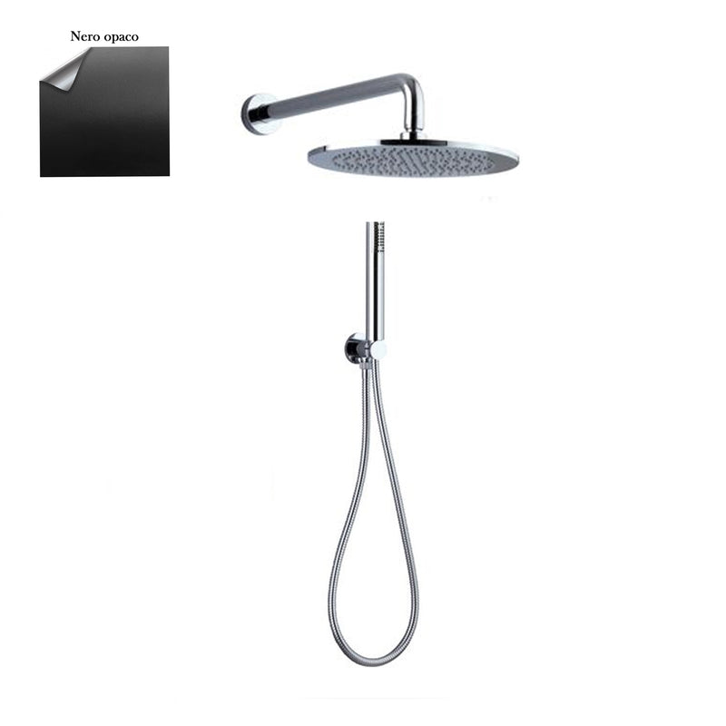 Set doccia composto da soffione Vienna, doccia e flessibile nero by CeramicStore | Lo specialista del tuo bagno