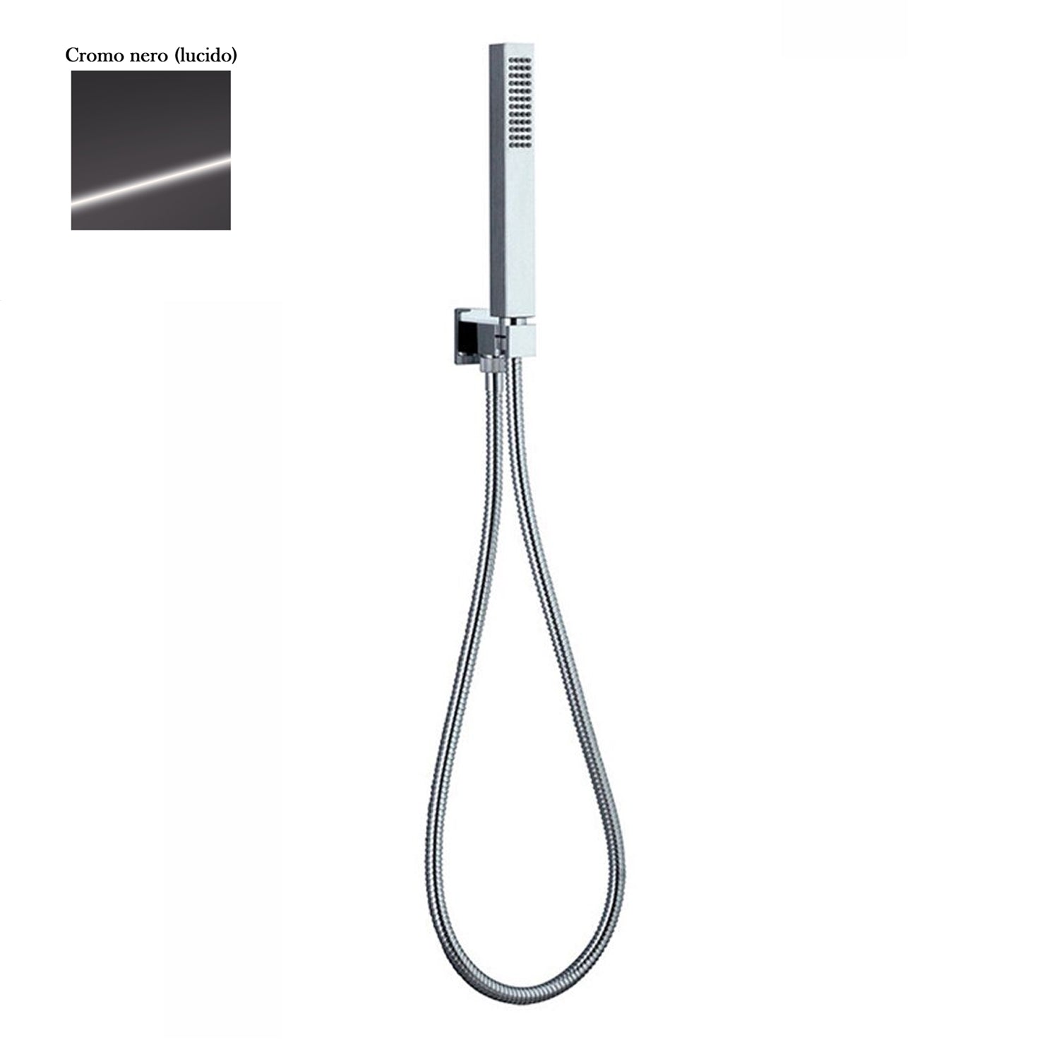 Set presa acqua con supporto, composto da doccia Glamour e flessibile cromo nero by CeramicStore | Lo specialista del tuo bagno