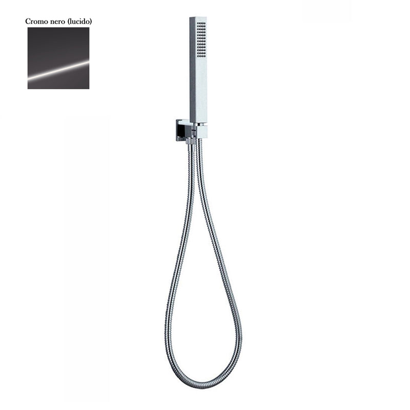 Set presa acqua con supporto, composto da doccia Glamour e flessibile cromo nero by CeramicStore | Lo specialista del tuo bagno